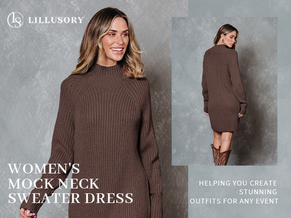 mock turtleneck sweaters dress for women