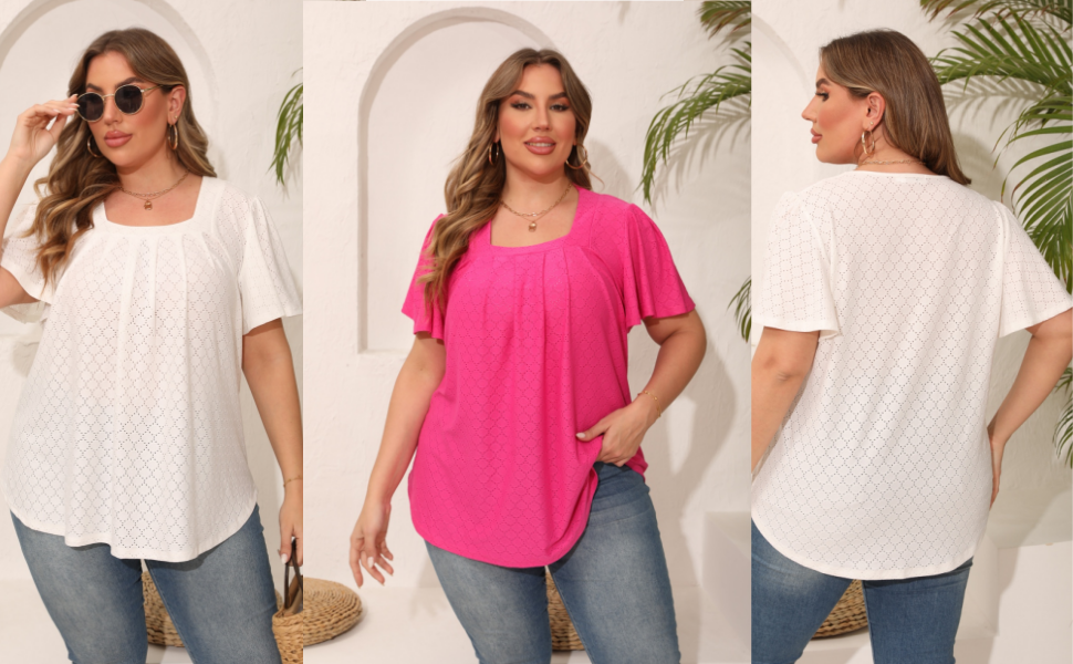 Ruffle Sleeve Tops for Women Plus Size 