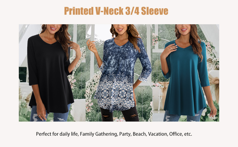 3/4 sleeve tops for women