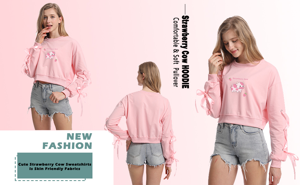 Strawberry Cow Crop Sweatshirt