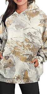 Women''s Camo Hoodie Maple-Leaf Print Oversized