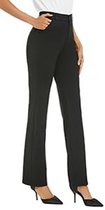 Women''s Stretchy Straight Leg Dress Work Pants Business Office Casual Slacks with Pockets