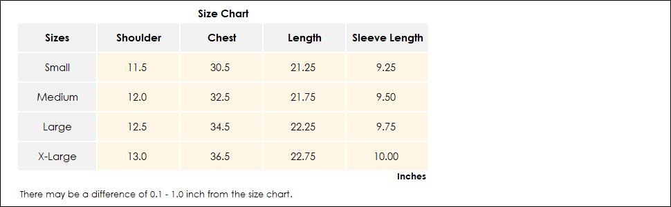 SIZE CHART