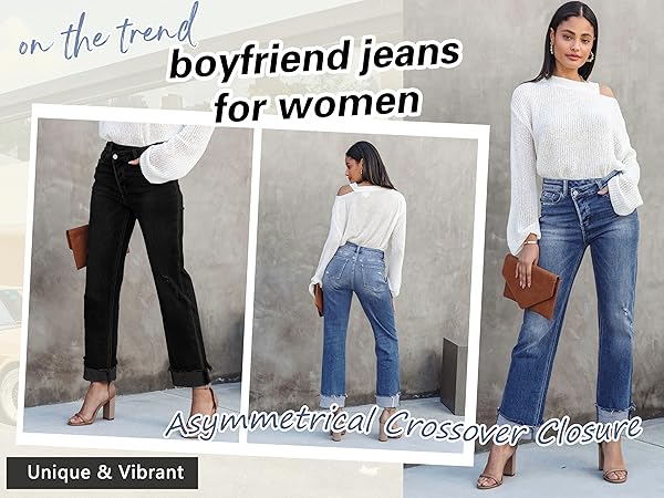 2023 jeans for women trendy /distressed jeans for women/women''s straight leg boyfriend jeans