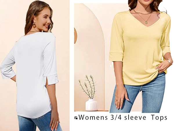 womens 3/4 sleeve summer tops