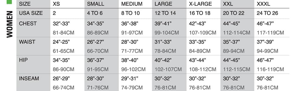 womens size chart