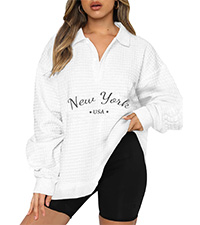 Allytok Oversized Sweatshirts for Women Y2K Button V Neck Pullover Tops