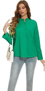 collarless button down shirts for women