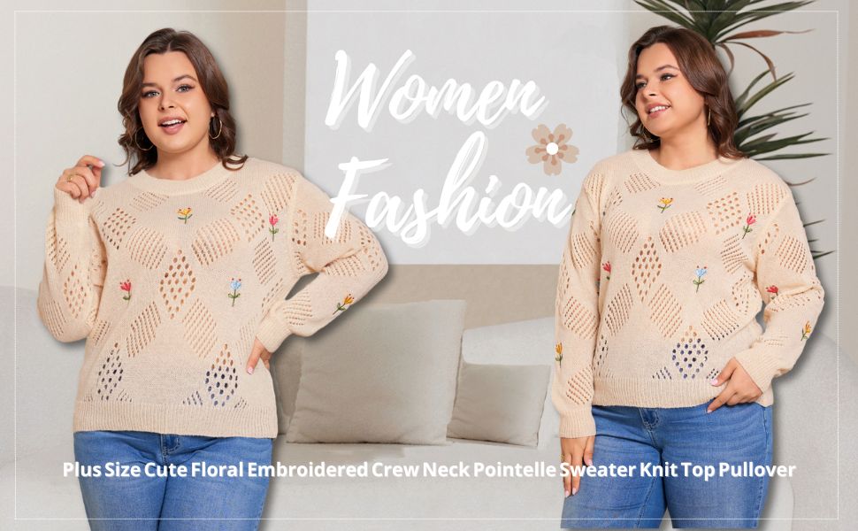 plus size tops women plus size sweaters  colorful sweater floral sweater tops long sleeve shirts