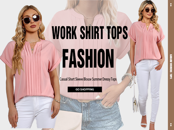 pleated blouses casual summer tops dressy chiffon work blouse office shirts