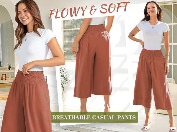 Wide leg pants for women, fabric is soft and comfortable