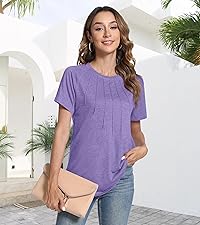 YSYOKOW Womens Summer Tops Casual Ruffle Short Sleeve Shirts Square Neck Blouses Loose Fit Tunic