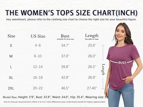 YSYOKOW Womens Summer Tops Casual Short Sleeve T Shirts Dressy Loose Blouses Trendy Pleated Tunic