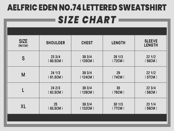 Aelfric Eden Size Charts