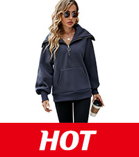 Lapel Oversized Sweatshirt half zip pullover women