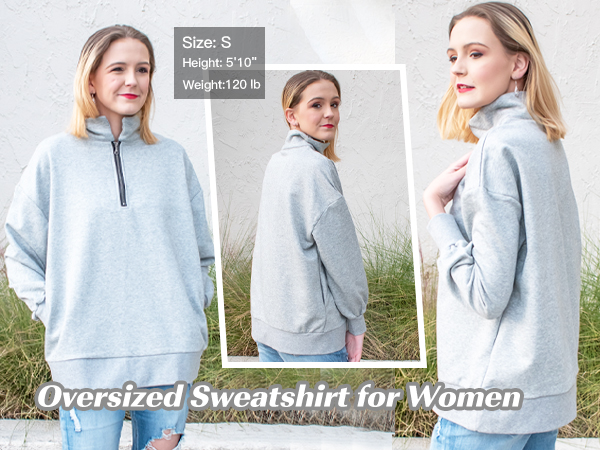 Oversized half quarter zip sweatshirt top