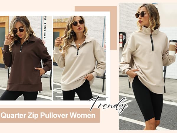 Women Fleece Sweatshirt Casual Oversized Collar Long Sleeve Pullover Jumper Top