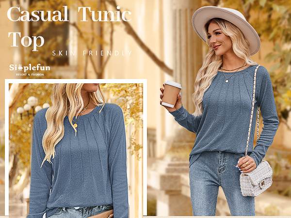 womens tunic tops dressy casual long sleeve