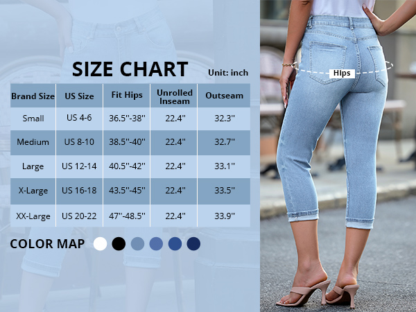 GRAPENT skinny capri jeans slim fit jegging capris 2024