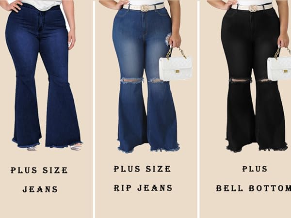 Plus Size Bell Bottom Jeans For Women