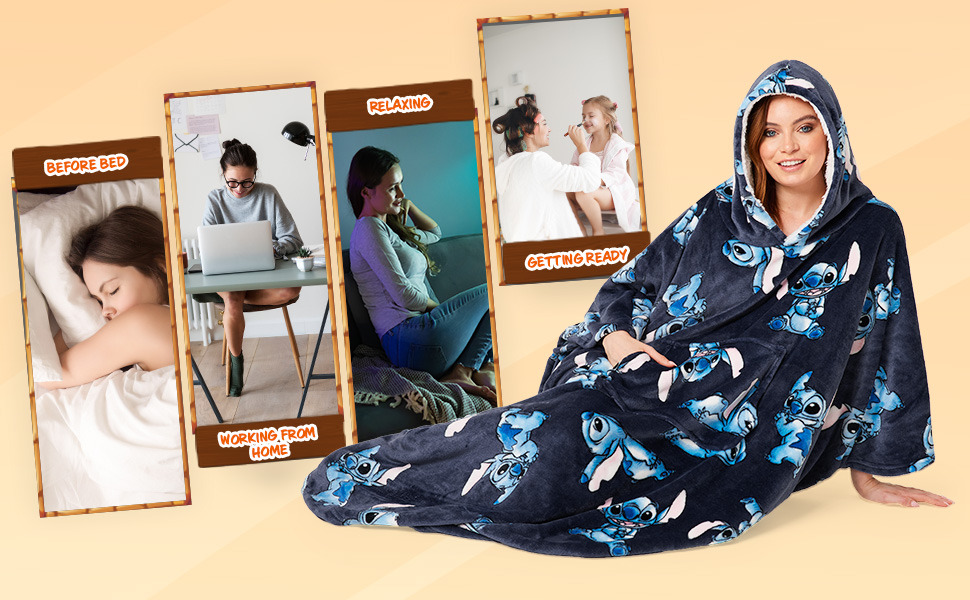 Disney Stitch Blanket Hoodie for Women 