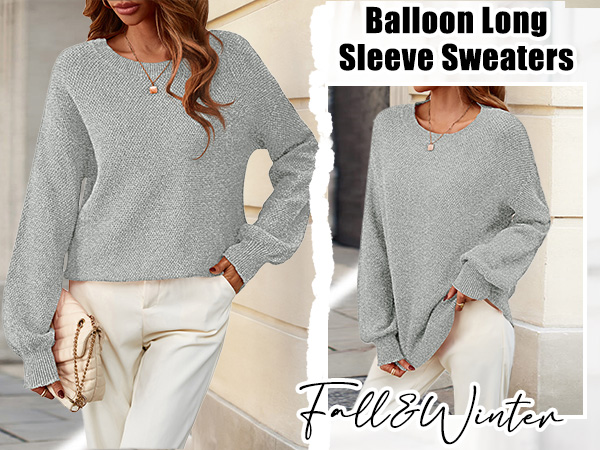 Women''s Balloon Long Sleeve Pullover Sweaters