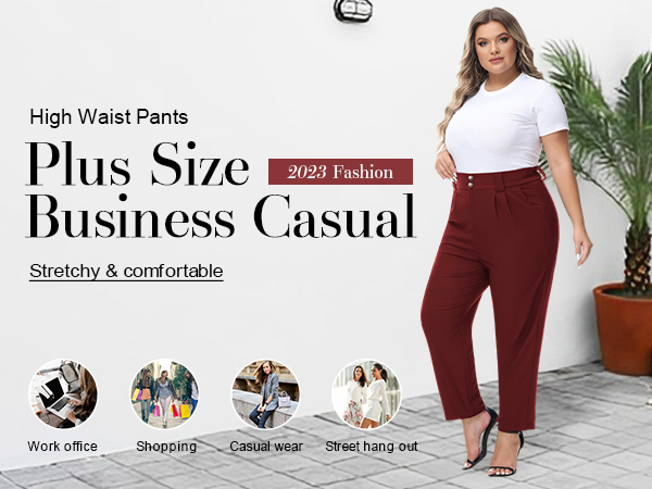 plus size trousers for women high waisted