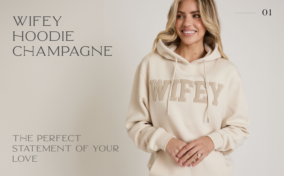 Wifey Teddy Hoodie Champagne 