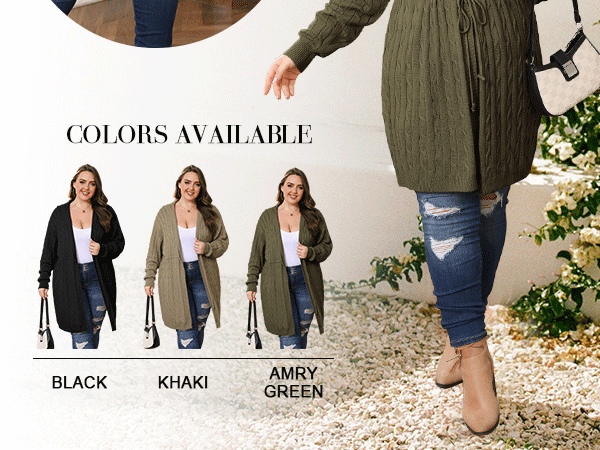 Plus Size Women''s Hooded Sweater Cardigan 