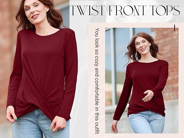 Womens Long Sleeve Shirts Wrap Going Out Tops for Women