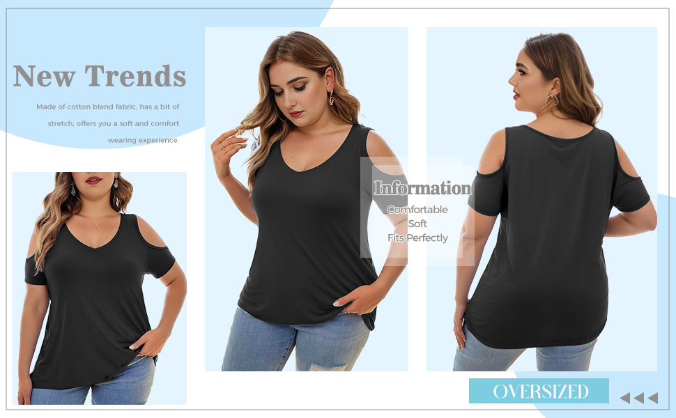 Classic Cold Shoulder Tops for Women Plus Size