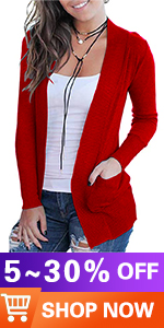 red cardigan with Pockets