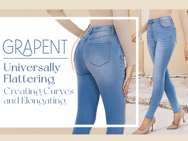 GRAPENT 2023 Skinny Jeans for Women High Waisted Denim Pants Stretchy Slim Fit Jeggings