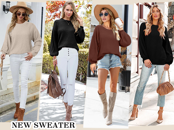 womens fall fashion 2023 pullover sweaters for women long sleeve tunic sweater