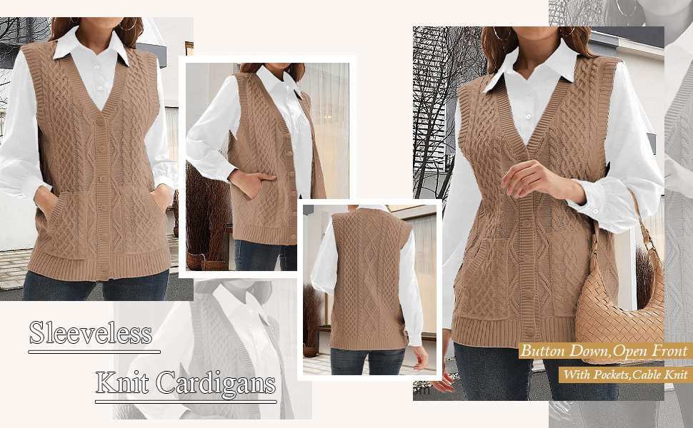 Womens Knit Sweater Vest With Pockets