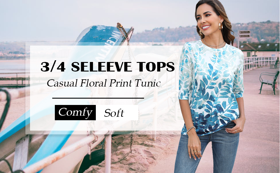 3/4 sleeve shirts for women