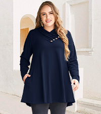 Cowl Neck Sweatshirts For Women Plus Size Tops With Pockets Long Sleeve Tunic Casual Pullover Shirt