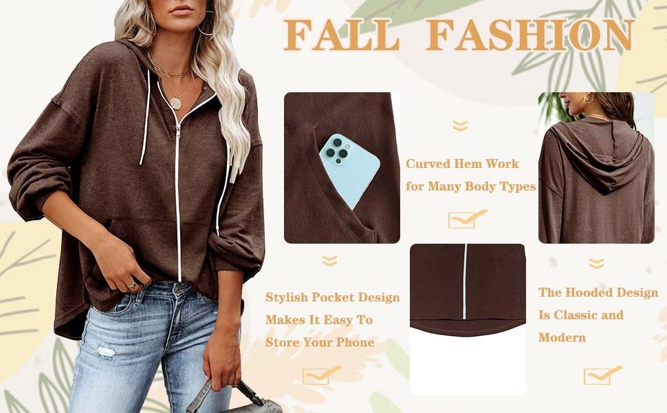 Fall Hoodies for Women Zip Up