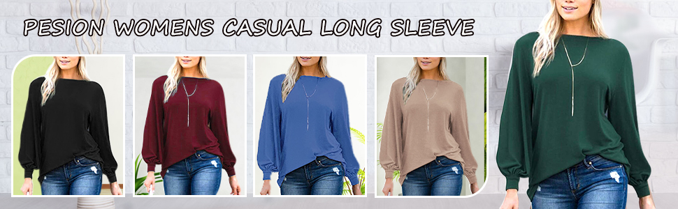 Pesion womens casual long sleeve