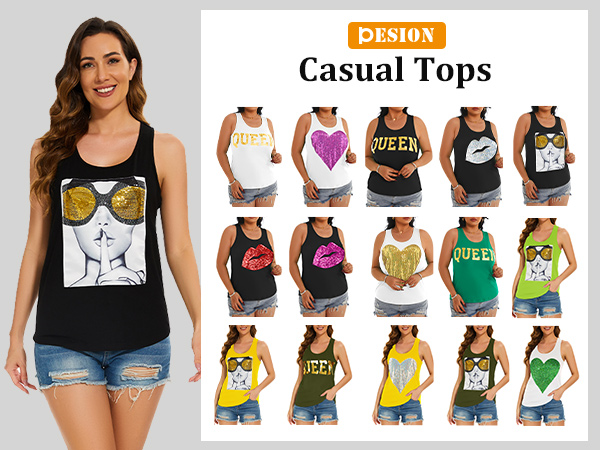 women''s sequin tank tops