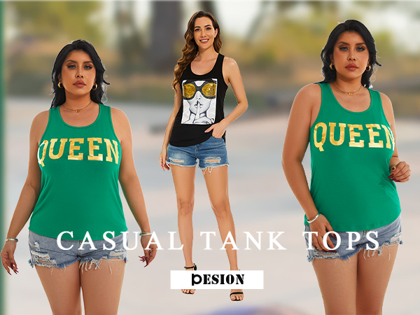 Women’s QUEEN graphic print tank tops