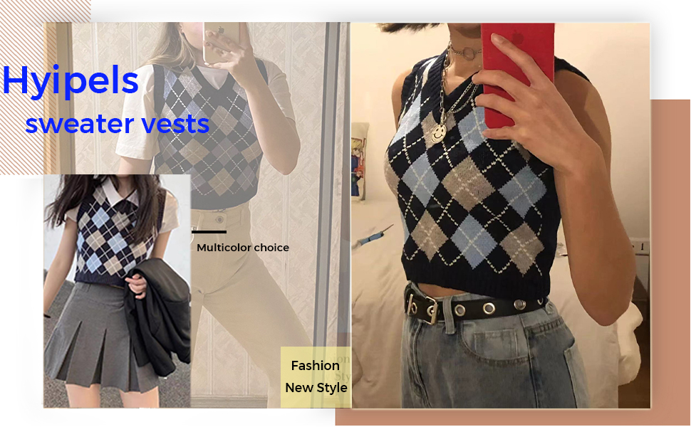 90s argyle sweater vest crop sleeveless sweater plaid indie sweater tiny y2k dark academia clothing