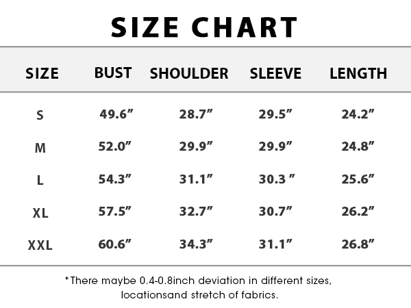 Loose Sweater Size Chart