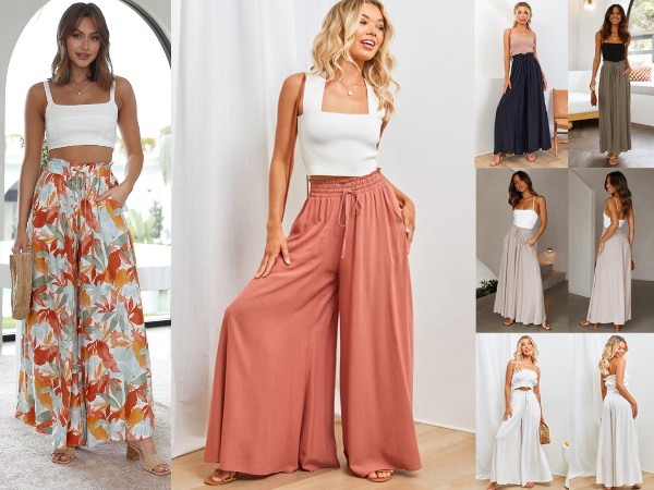 women wide leg flowy pants