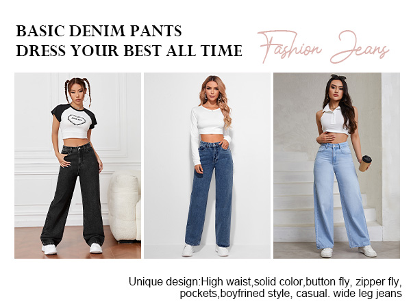 Fashion Solid Color Straight Leg Jeans