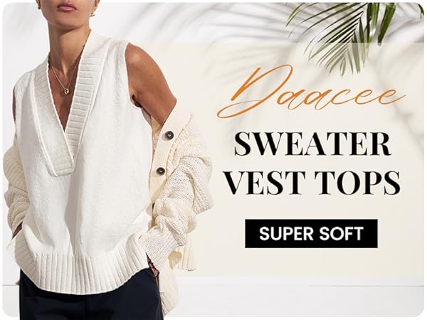 Sweater Vest Tops Loose Fit V Neck Knit Vest