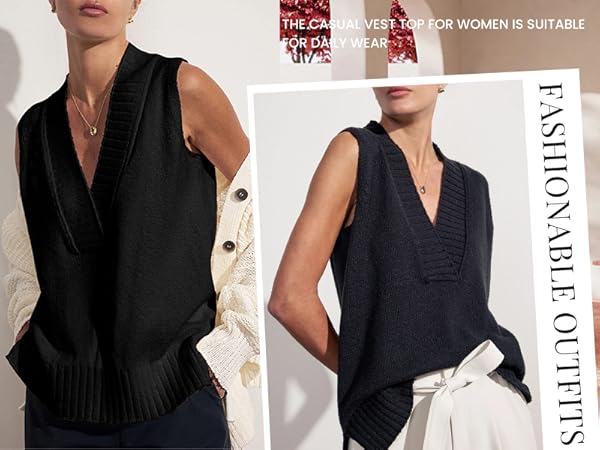 Trendy Ribbed Sleeveless Tank Tops black vest women