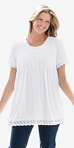 Lace-Trim Pintucked Tunic