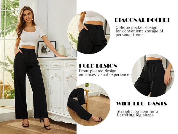 FUNYYZO Dress Pants Women Solid Casual Work Pants Long Trousers Summer