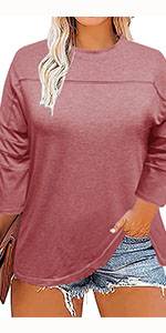 Women Plus Size 3/4 Sleeve T-Shirts